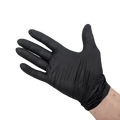 Black nitrile glove on hand