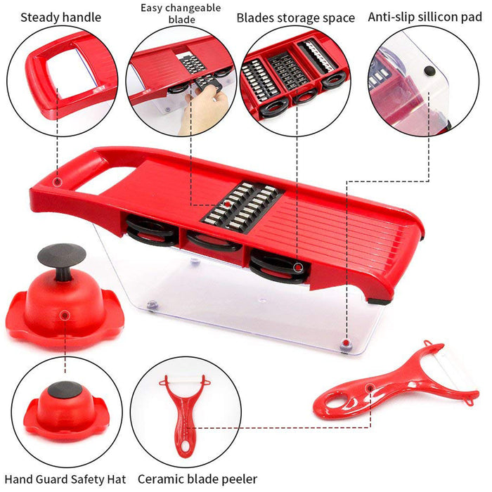 Pro Mandolin Slicer Food Cutter Fruit Vegetable Chopper Grater Peeler w/6 Blades