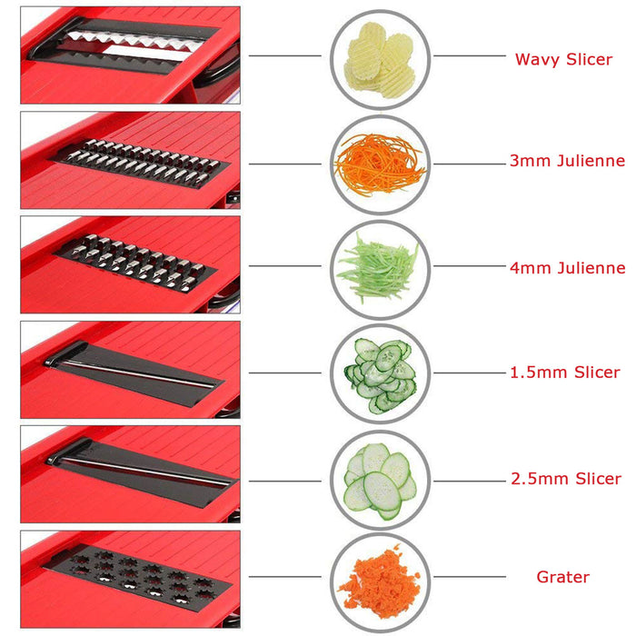 Pro Mandolin Slicer Food Cutter Fruit Vegetable Chopper Grater Peeler w/6 Blades