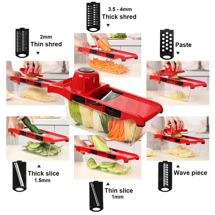 Pro Mandolin Slicer Food Cutter Fruit Vegetable Chopper Grater Peeler w/6 Blades