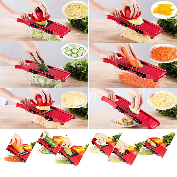 Pro Mandolin Slicer Food Cutter Fruit Vegetable Chopper Grater Peeler w/6 Blades