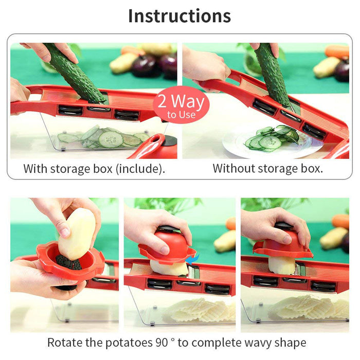 Pro Mandolin Slicer Food Cutter Fruit Vegetable Chopper Grater Peeler w/6 Blades
