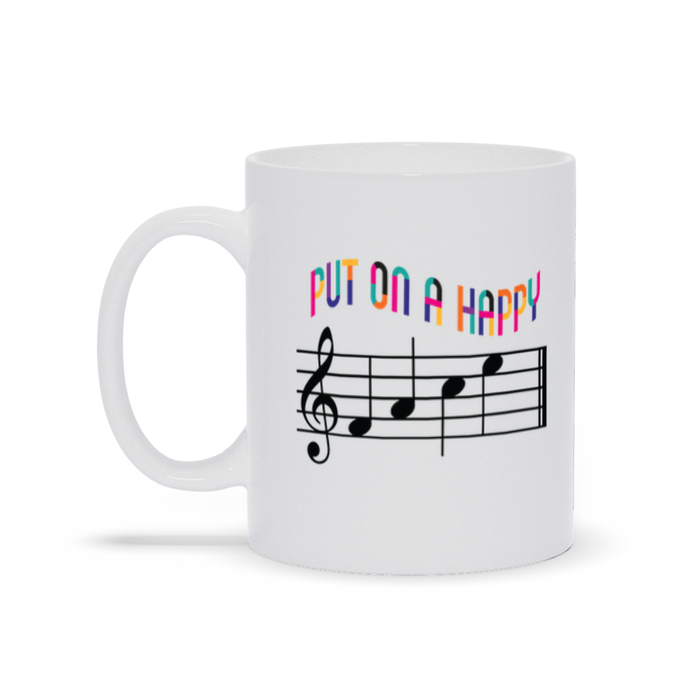 Put On A Happy Face Mug, Music Lover Mug, Musician Gift