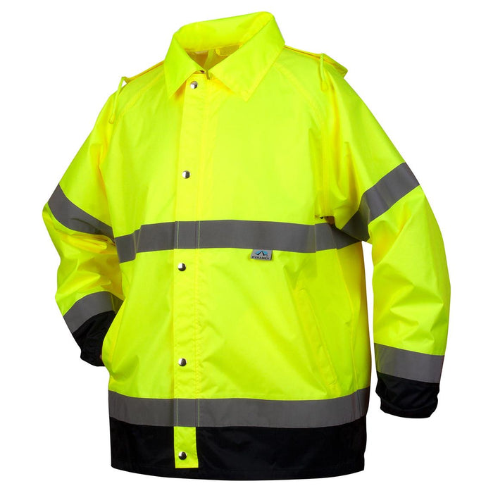 Pyramex RRWJ3110 Premium Hi-Vis Rain Jacket with Drawstring Hood