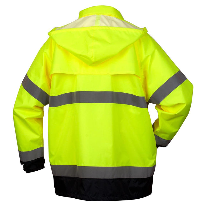 Pyramex RRWJ3110 Premium Hi-Vis Rain Jacket with Drawstring Hood