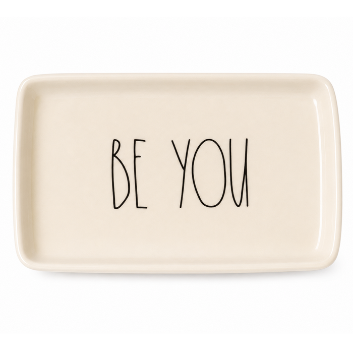 Rae Dunn Be You Trinket Tray – Magenta Artisan Collection Jewelry Dish