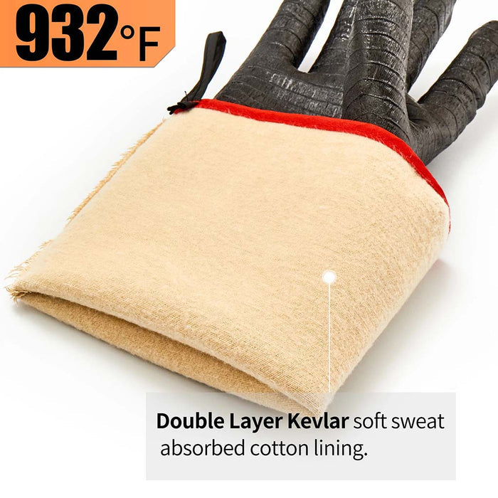 RAPICCA BBQ Gloves feature double-layer Kevlar and cotton lining for sweat absorption and extreme heat resistance.