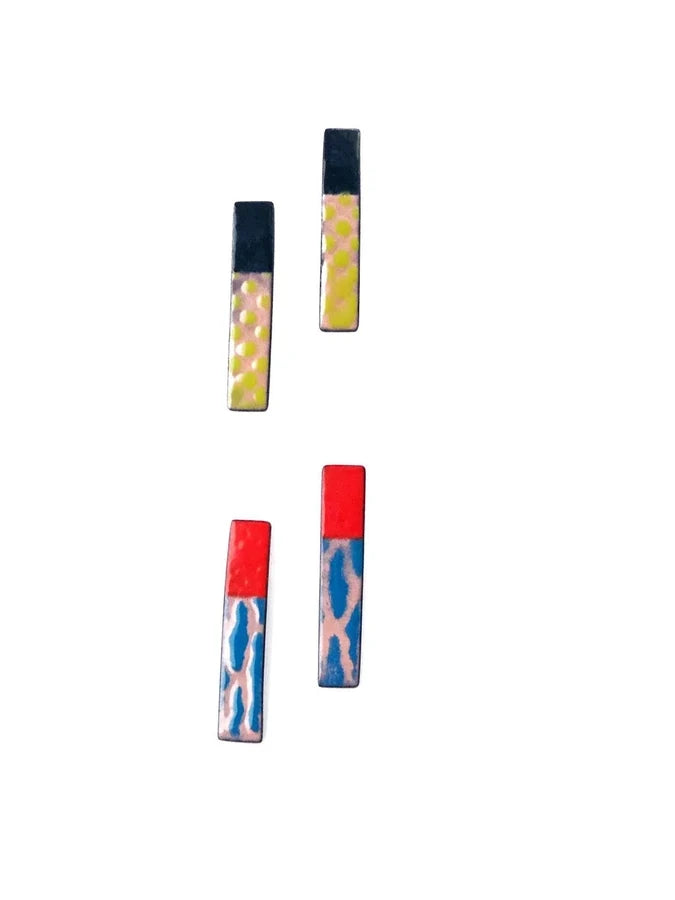 Rectangle Enamel Stud Earrings