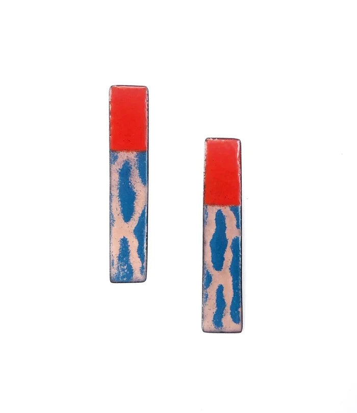 Rectangle Enamel Stud Earrings