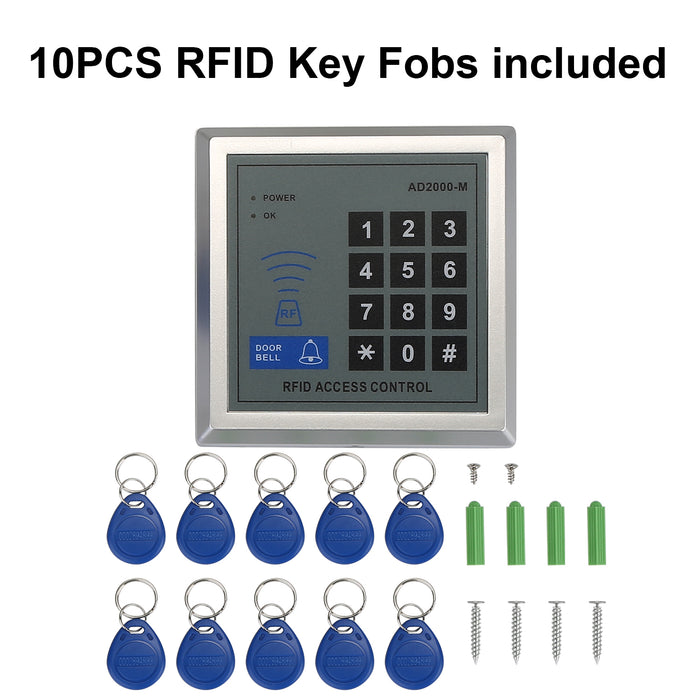 RFID Door Access Control System Kit 350LB Electric Magnetic Lock + Power Supply + Entry Keypad + 10 Key Fobs