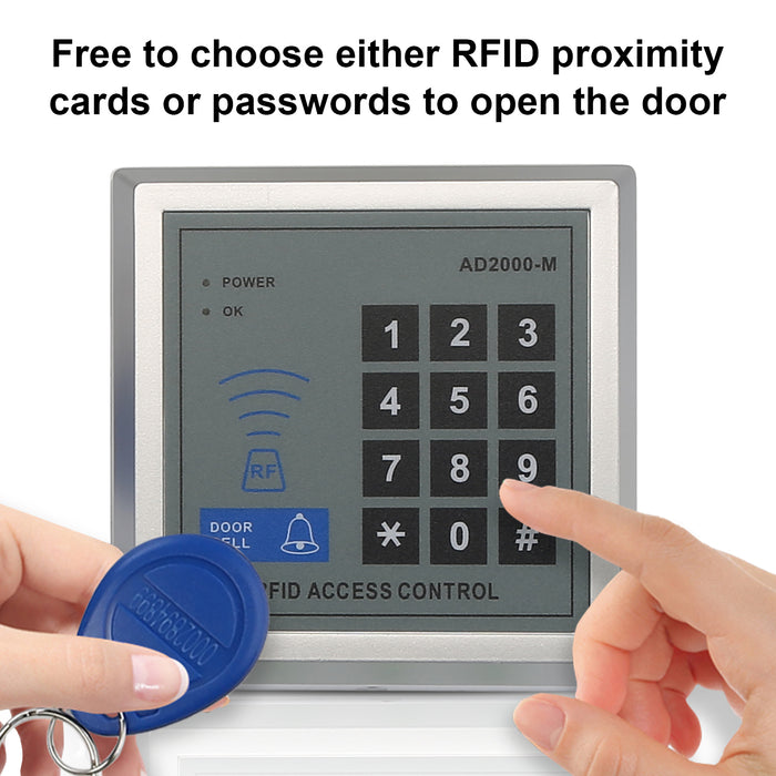 RFID Door Access Control System Kit 350LB Electric Magnetic Lock + Power Supply + Entry Keypad + 10 Key Fobs
