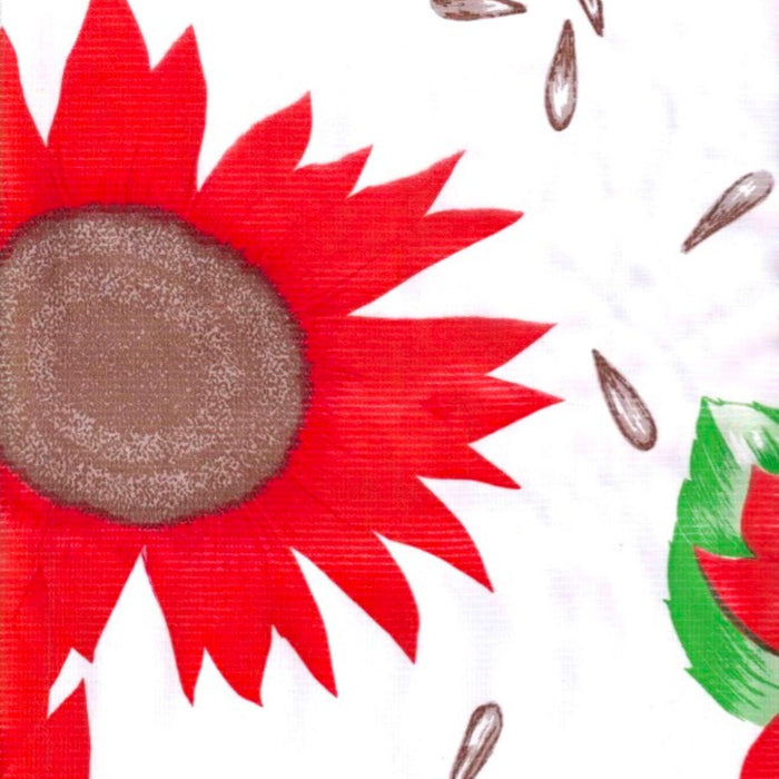 freckled sage sunflower red oilcloth swatch