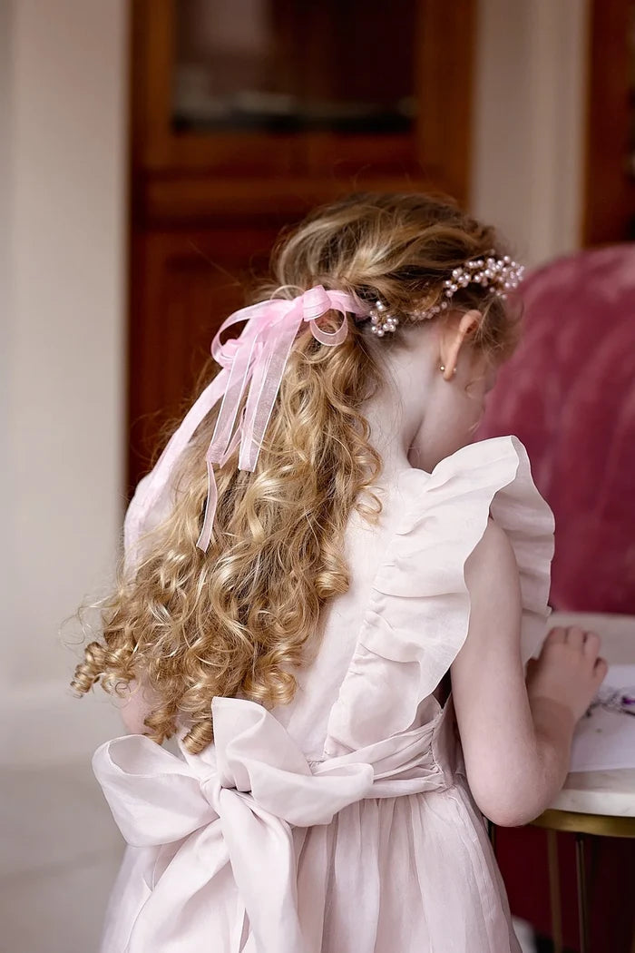 Samantha Pink Pearls Wreath Headband Wrap