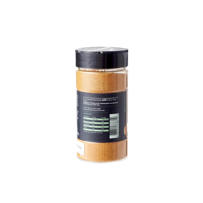 Santa Maria Seasoning Rub - Spice Blend for Meats | 200g side view with nutritional facts and barcode visible.