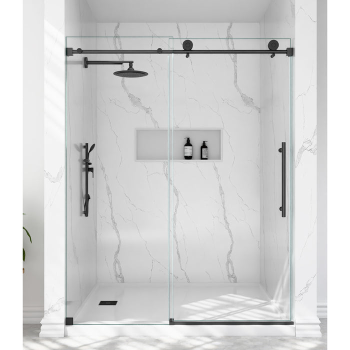 SD04-2 Framless Single Sliding Roller Shower Door With Tubular Rails Hardware