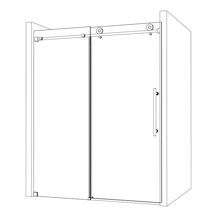 SD04-2 Framless Single Sliding Roller Shower Door With Tubular Rails Hardware
