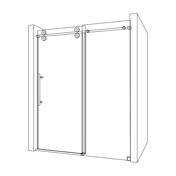 SD04-4 48"-72" Framless Single Slinding Shower Door Hardware Kits With Tubular Rails & Four Rollers