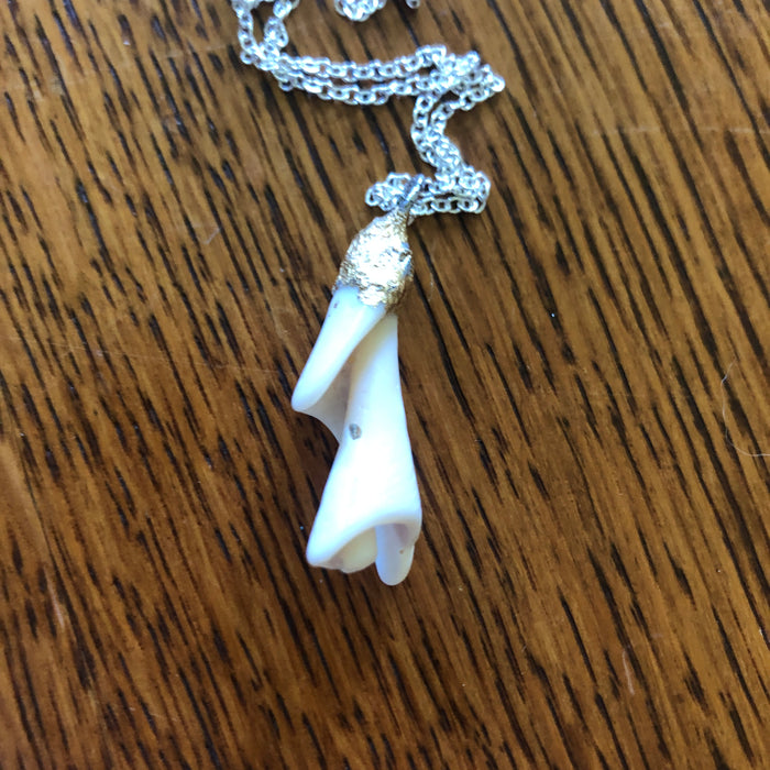 Sea Shell Spiral Artisan Made Pendant Handcrafted Sea Shell Necklace 1.25 in x 1/2 in