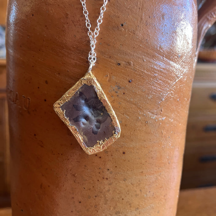 Sea Turtle Artisan Made Broken Plate Pendant Handcrafted Necklace 7/8in x 1in