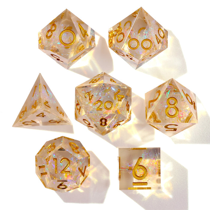 Shiny Like A Diamond! Sharp Edge RPG Dice Set | 7 Pieces