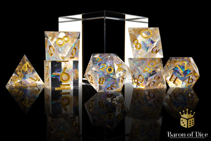 Shiny Like A Diamond! Sharp Edge RPG Dice Set | 7 Pieces