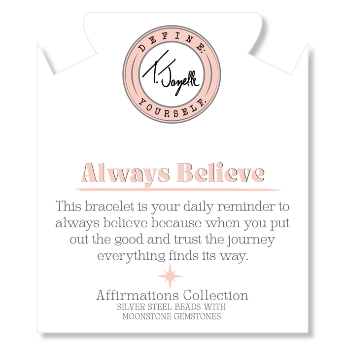 Silver Affirmations Collection- Always Believe Moonstone Bracelet