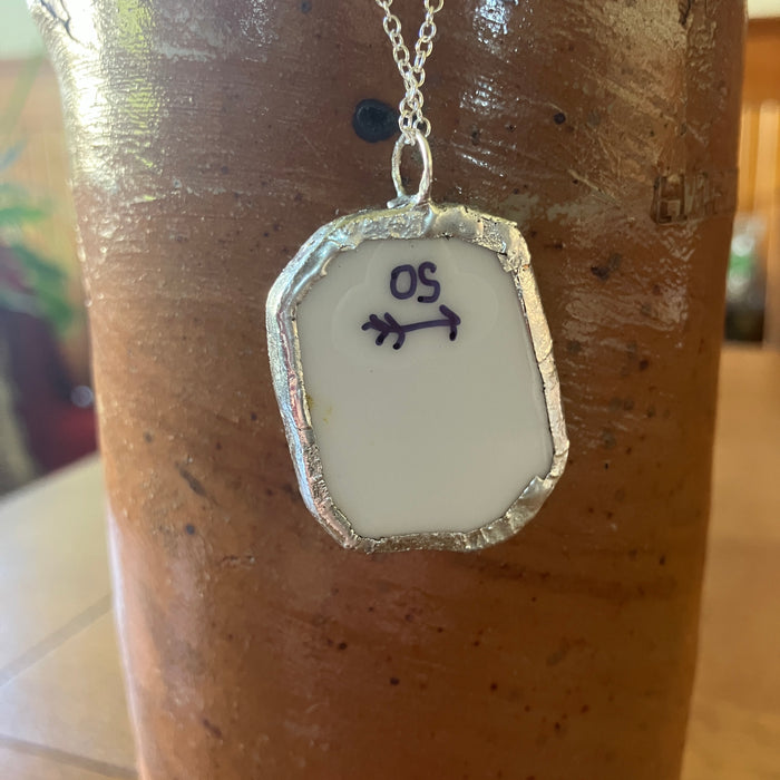 Snoopy Artisan Made Broken Plate Pendant Handcrafted Necklace 1 1/8in x 1 3/8in
