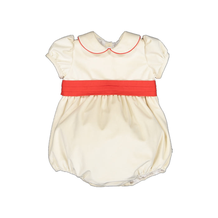 Snow Velvet Off-white and Red Romper