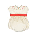 Snow Velvet Off-white and Red Romper