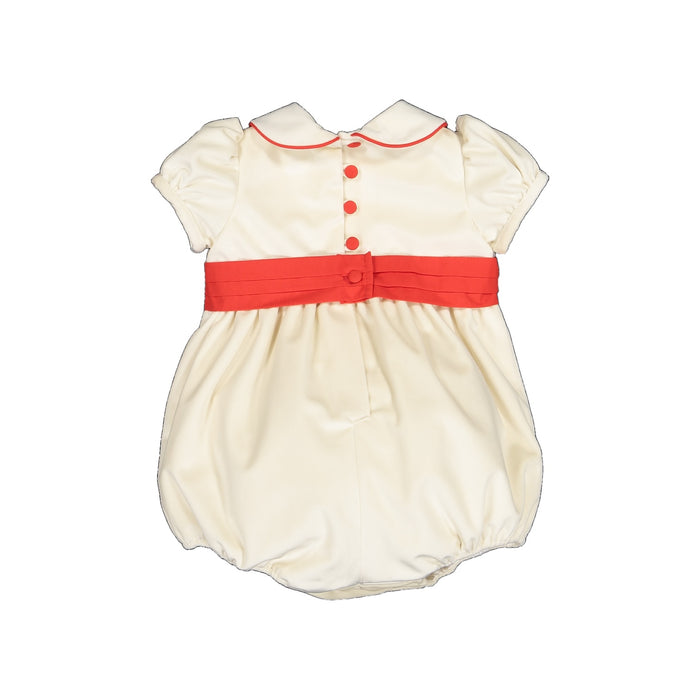 Snow Velvet Off-white and Red Romper