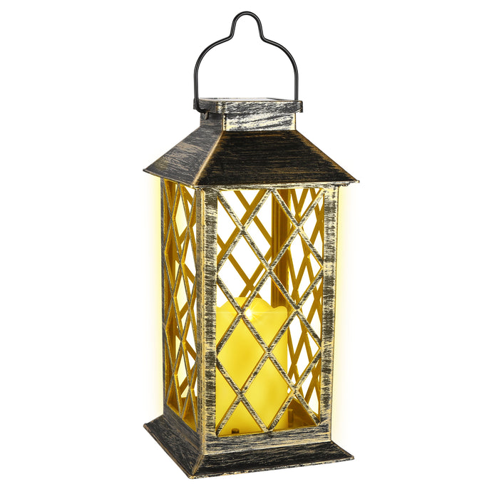 Solar Powered Led Outdoor Lantern Waterproof Candle Hanging Light Patio Pathway Yard Decoration
