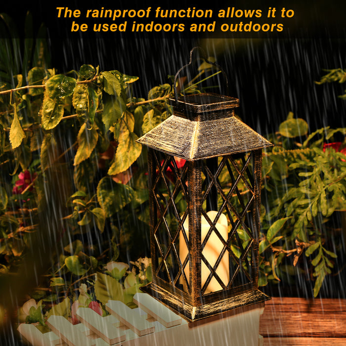 Solar Powered Led Outdoor Lantern Waterproof Candle Hanging Light Patio Pathway Yard Decoration