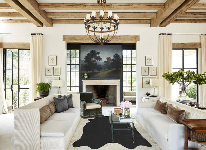 Solid Black Cowhide Rug #B10287