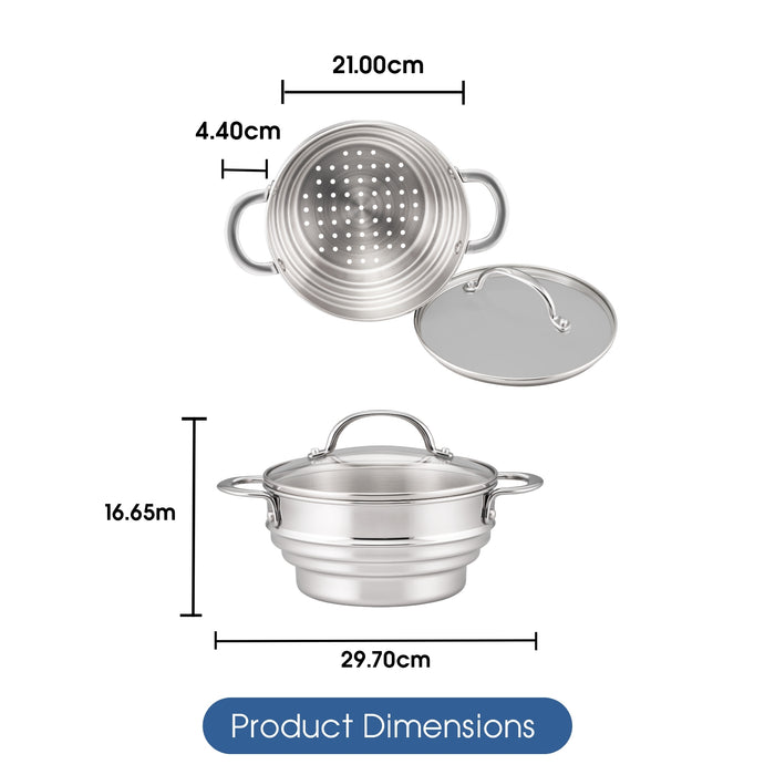 Stainless Steel Universal Steamer With Lid 16/18/20cm