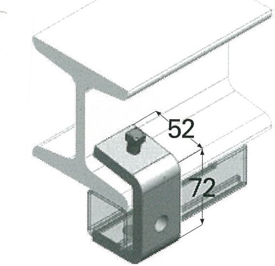 Airenergy Dev strut beam clamps securing strut to beam, durable metal clamps for sturdy support and installation.