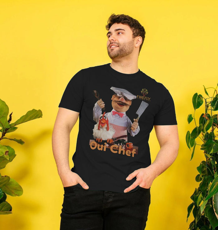 Men's Swedish Chef T-shirt with chef character and logo