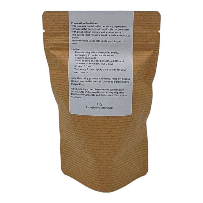 Instruction label on bacon curing kit package