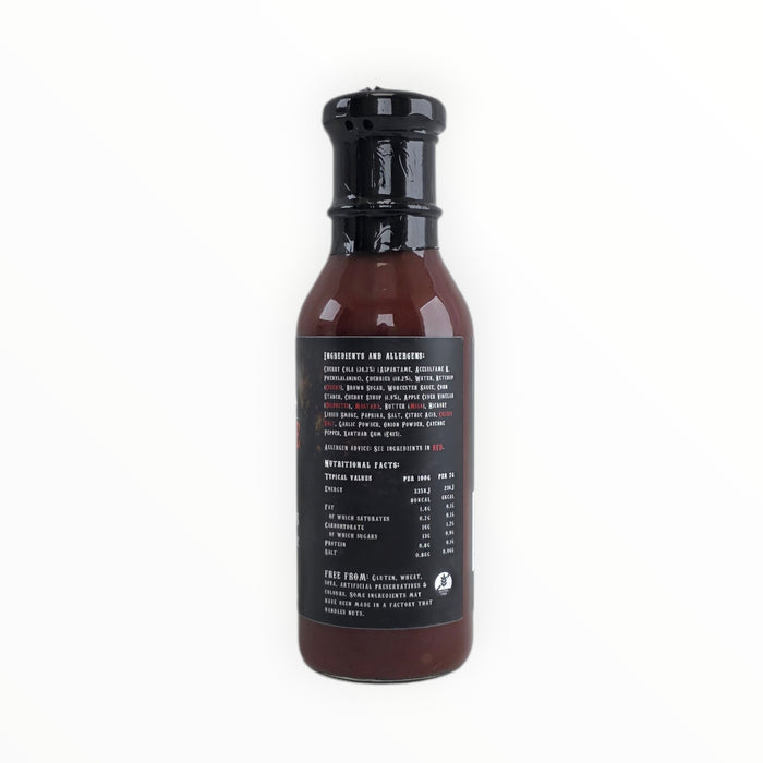Black cap BBQ sauce bottle with ingredients list