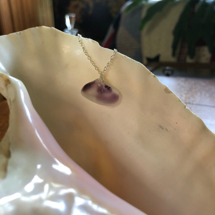 Tellin Artisan Made Pendant Handcrafted Sea Shell Necklace 1 in x 1/2 in Mermaid Jewelry