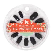 THE INSTANT MANI PRESS ON NAILS KIT 42 count with tools "Medium Length, Black"