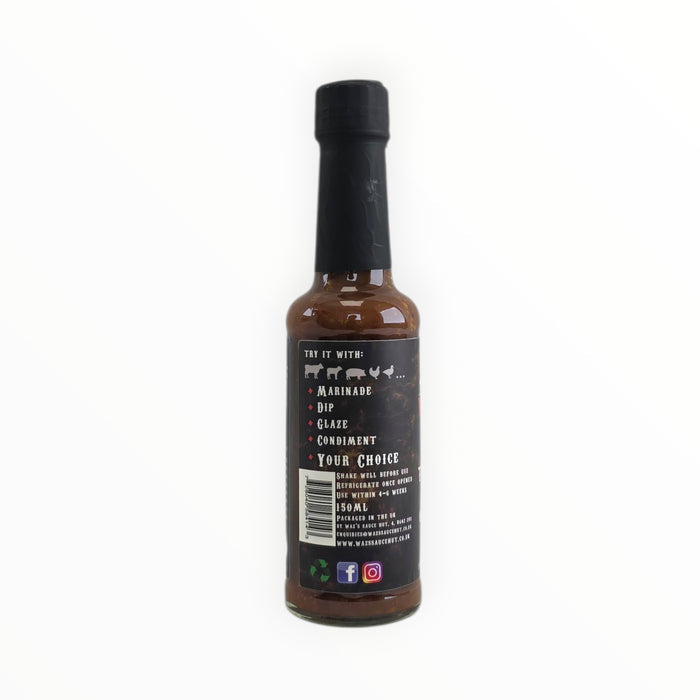Waz’s Sauce hot sauce bottle with ingredients and award badge