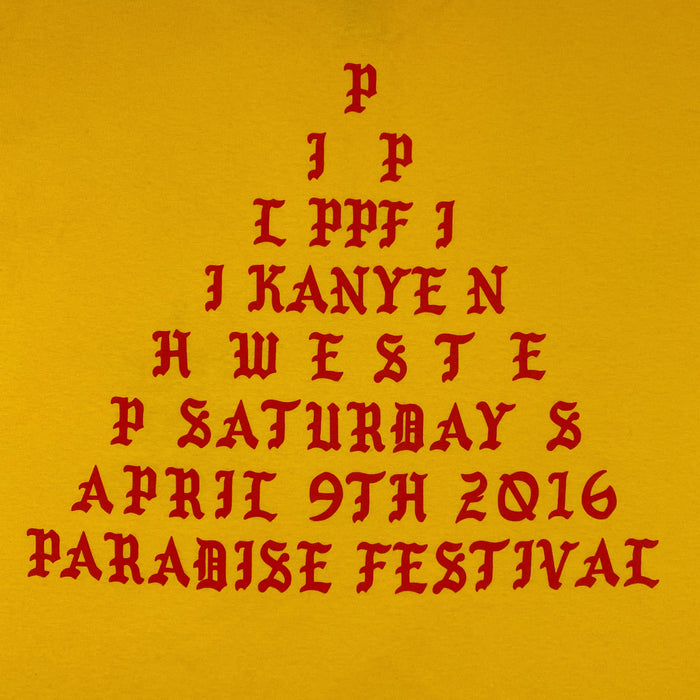 The Life of Pablo 2016 Paradise Fesitval ‘I Feel Like Pablo’ Tee In Yellow