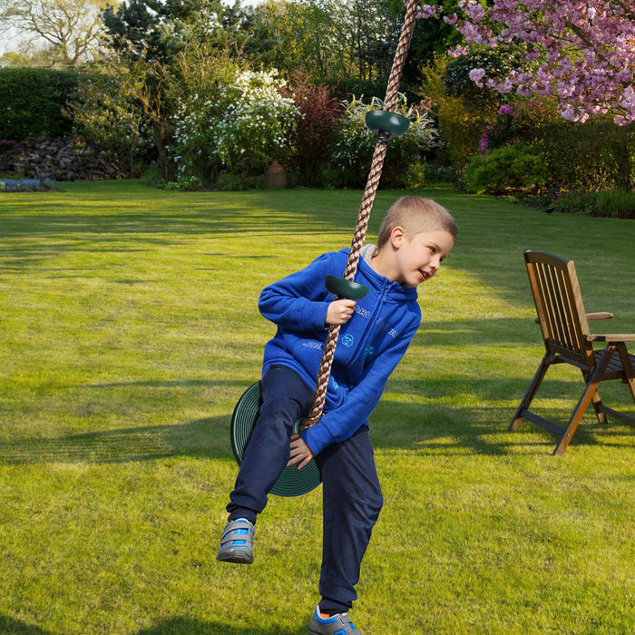 Tree Swing Set Climbing Rope with Platform & Disc Swing Seat Green