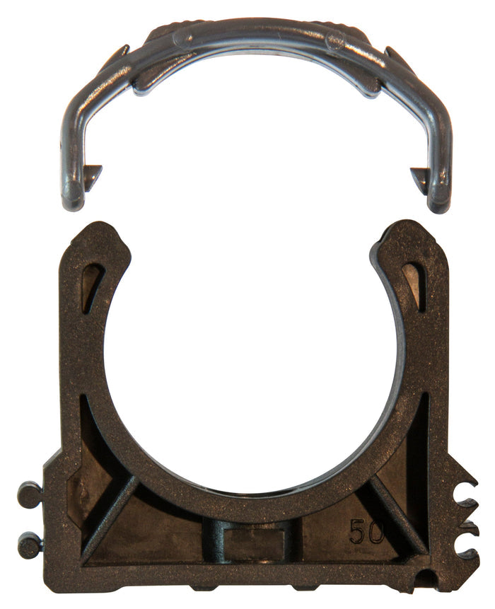 Airenergy Dev CL16 pipe clips securing tubes, made of durable material, designed for reliable pipe mounting and organization.