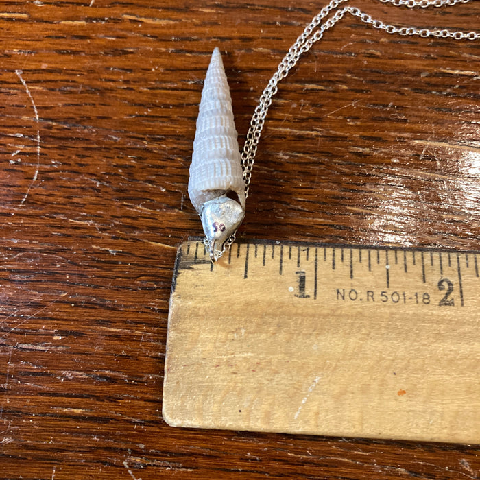 Turritellidae Artisan Made Pendant Handcrafted Sea Shell Necklace 3/8 in x 1.75 in