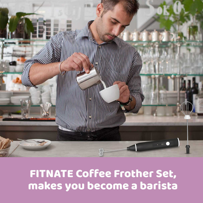 USB Electric Milk Coffee Frother Set 3 Speeds Foam Maker Blender 2 Whisks Heads