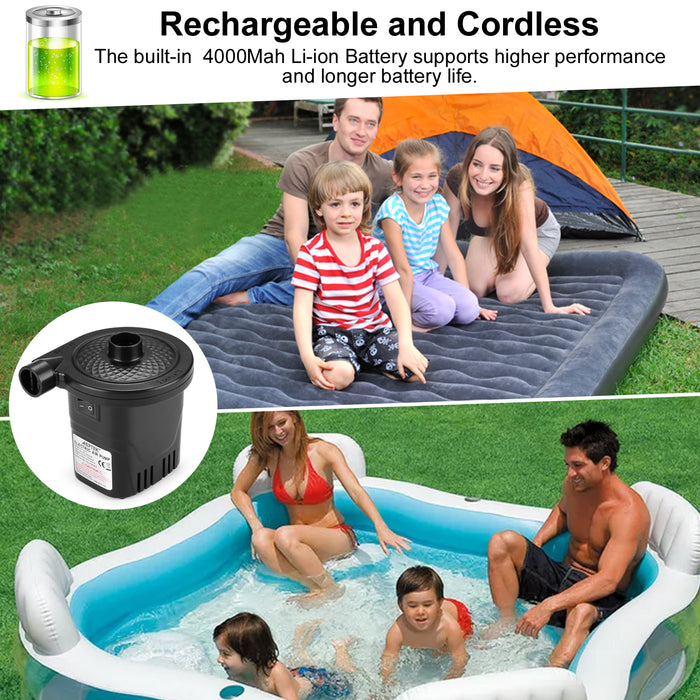 USB Rechargeable Cordless Electric Air Pump inflatables Deflator Bed Mattress