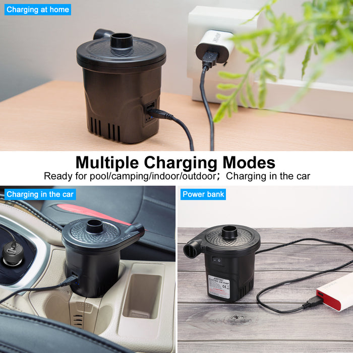 USB Rechargeable Cordless Electric Air Pump inflatables Deflator Bed Mattress