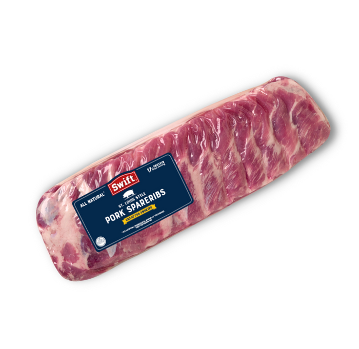 Raw pork back ribs with label for grilling and smoking