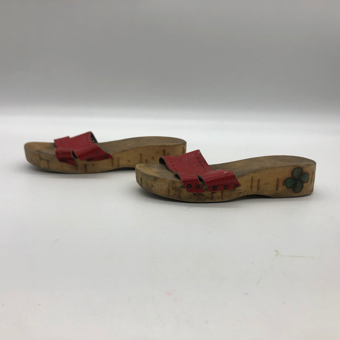 Vietnamese Wooden Sandals Hand Crafted Decorative Shoes 7x3.5x1.5